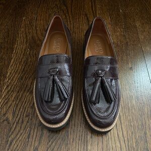 Franco Sarto women’s burgundy lug sole loafers.  6M.